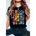 Black Beautiful Flower Print Cotton Blend Casua...