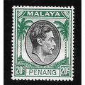 PENANG MALAYA 1949 KG6 20c SG14 14 SG BLACK GRE...