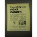 1967 Imperial Cancer Research Fund Ad - Please help us to fight cancer