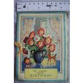 Vintage: birthday card - vase of daisies