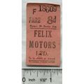 Vintage: Felix Motors 8d ticket