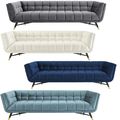 Chic Mid-Century Modern Velvet Sofa Splayed Bla...