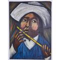 Vintage Ecuador Painting, Arturo Nieto, Girl Pl...