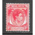 SINGAPORE MALAYA 1949 KG6 P14 8c SG6 6 SG SCARL...