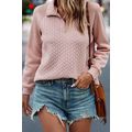 Pale Chestnut Textured Quarter Zip Raglan Sleev...
