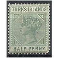 Turks Islands 1885 SG53a 1/2d Pale Green Wmk Cr...