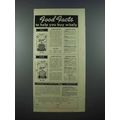 1940 Libby's Peas, Corn Ad - Food Facts