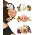 Colorful lush flower floral hair claw