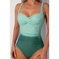 Green Gradient Crossed Bust Ruched One Piece Sw...