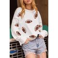 White Sequin Rugby Football Pattern Exposed Sea...