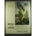 1965 Midland Bank Ad - Little Owl and Large Copper Butterflies