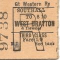 G.W.R. Edmondson Ticket - Southall to West Dray...