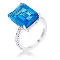 15Ct Rhodium Plated Aqua Blue Emerald Cut Pave ...