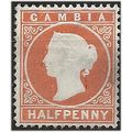 Gambia 1880 SG10B 1/2d Orange Wmk Upright Mount...