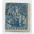 BARBADOS 1872 PENNY BLUE DATED COPY SON USED SG...
