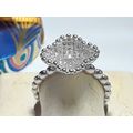 Estate .36ctw Rd CZ concave Flower dish Sterlin...