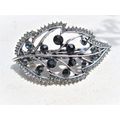 Blue gray silver leaf crystal hair clip barrett...