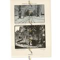 Snowy Road & Le Beguinage, Hungarian Art Engrav...
