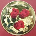 Love - Red Roses. Challenge Coin, Souvenir. Gol...