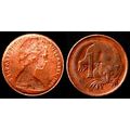 Australia One Cent 1969 Used. Coin Possum Queen Elizabeth II 1c QE II cm