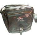 Vintage Black Leather Handbag w/Strap Central V...