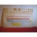 A SHIP, A CHILD'S HOME PAINTED used antique pos...