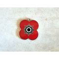 Large Red Flower Pendant, Metal Enamel Poppy