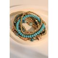 Gold Boho Beaded Multi Layer Elastic Bracelet Set