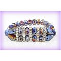 2 Row Pear Dark Purple & Clear Swarovski Crysta...