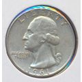 1961-D Washington 90% Silver Quarter, Circulate...
