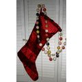 Red Pleated, Embroidered & Ruffled Christmas St...
