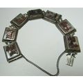 Vintage 800 Silver Carved Shell Cameo 6.5" Brac...