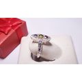 Estate 1/3ctw Natural 3 Gemstone Bezel Sterling...