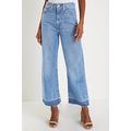 Dusk Blue Raw Hem Straight Leg Loose High Waist...