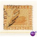 Western Australia 1864 sg 55 2d Yellow Fine used