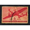 USA 1941 SG A901 AIR 6c RED MAIL PLANE FINE USED #