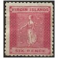 Virgin Islands 1866 SG3 6d Rose Perf 12 Mounted...