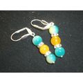 Delightful blended turquoise & yellow glass lev...
