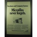 1969 Kodak Recordak Microfilm Systems Ad - Burham