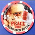 Hard Rock. $5 Casino Chip. Las Vegas, NV. Peace...