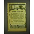 1903 McKesson & Robbins Tartarlithine Ad - Rheu...