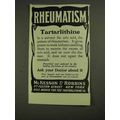 1903 McKesson & Robbins Tartarlithine Ad - Rheu...