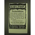1903 McKesson & Robbins Tartarlithine Ad - Rheu...