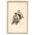 COUPLE SLEDGING Swiss unused antique postcard b...