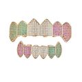 6 Teeth Grillz Mouth Top Bottom Full Iced Mens ...
