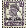 PAKISTAN , King George VI, o/p on India, violet...