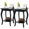 Stylish Nightstand End Table in Black Wood Fini...