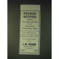 1937 J.W. Fecker Scopes Ad - Fecker Scopes finished 1st, 2nd, and 3rd