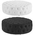 Black / White Cocktail Coffee Table Ottoman Uph...