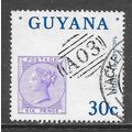 GUYANA 1983 STAMP ON QV 6d LILAC 1858 125 YEARS...